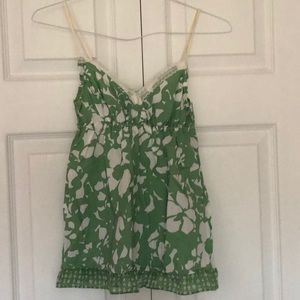 Spaghetti strap American Eagle green floral tank 0